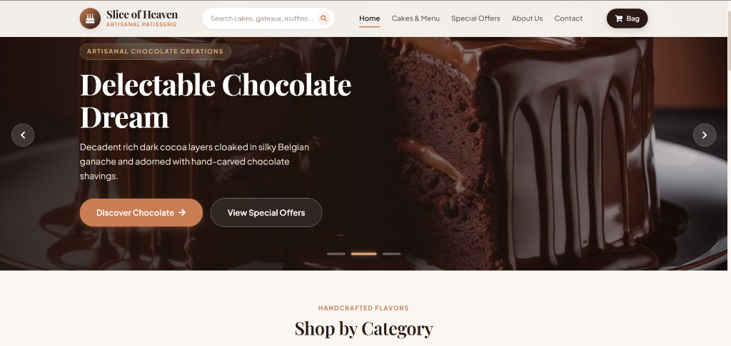 Slice of Heaven — Artisanal Patisserie & Bakery Web Application
